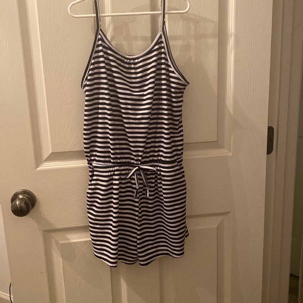 Black and White Striped Romper